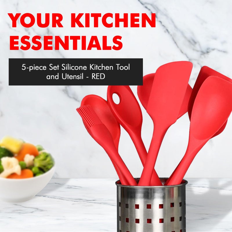 Chef Craft 5 Piece Red Premium Silicone Kitchen Tool Set (42071) - Image 2